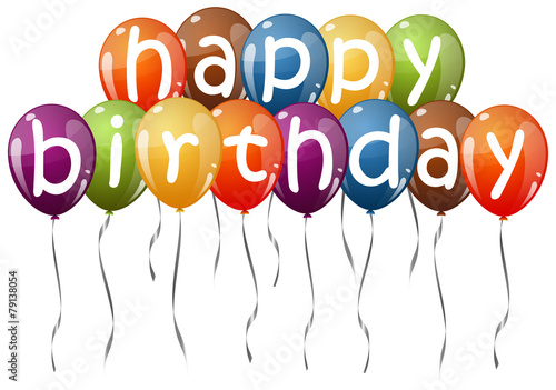 colored balloons with text HAPPY BIRTHDAY