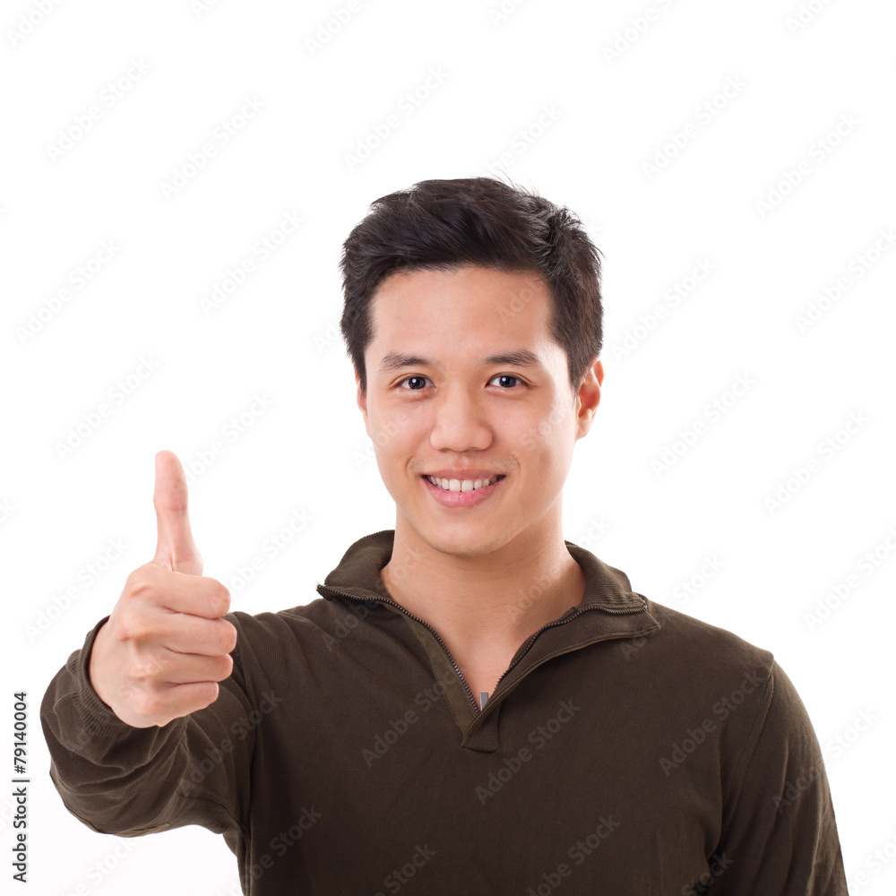 handsome man giving thumb up, white isolated background handsome man giving thumb up, white isolated background