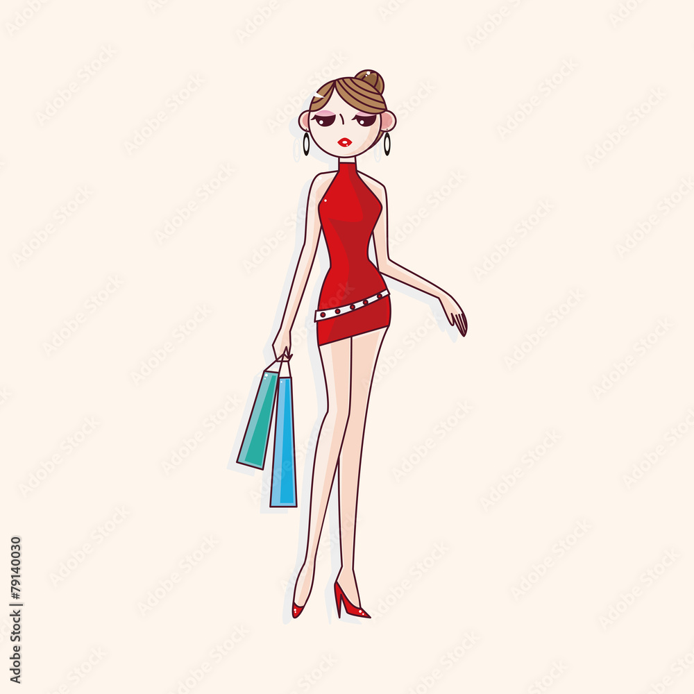 shopping girl theme elements vector,eps shopping girl theme elements vector,eps
