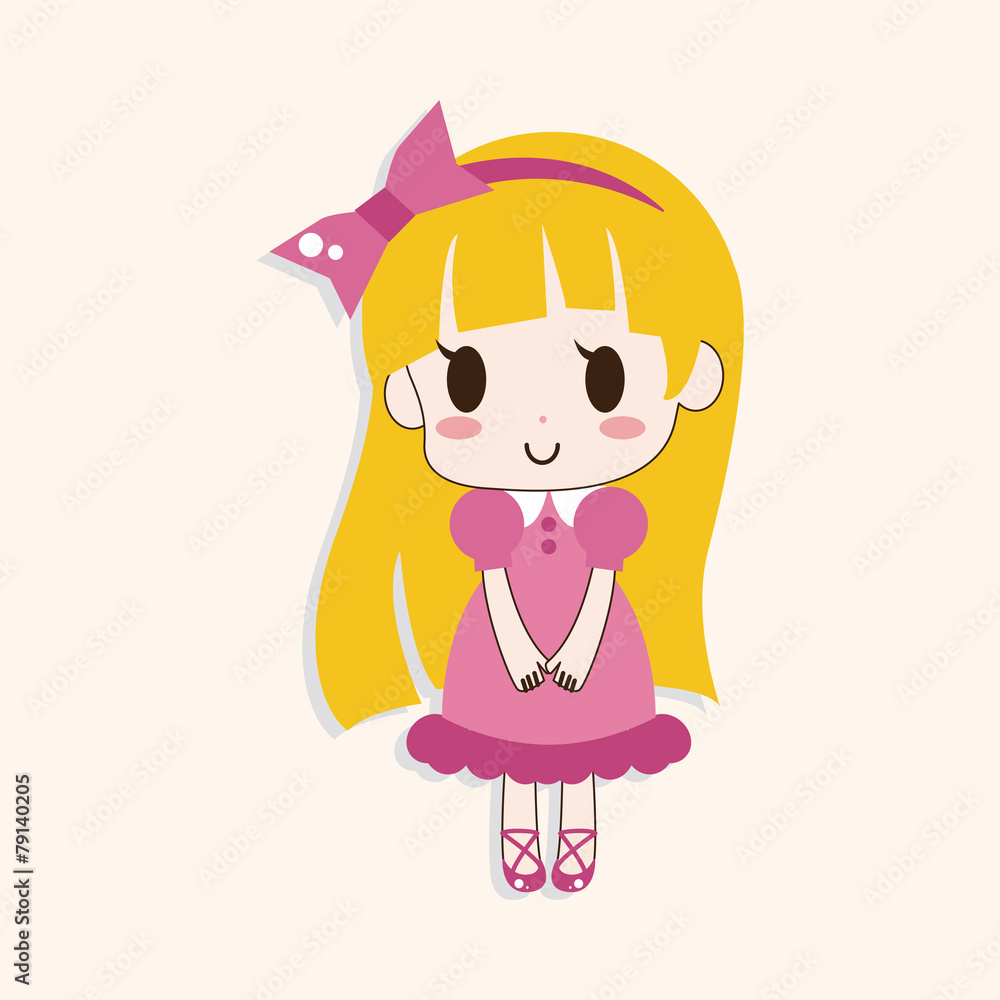 girl cartoon theme elements vector,eps girl cartoon theme elements vector,eps