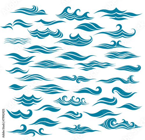 set stylized waves from element of the design
