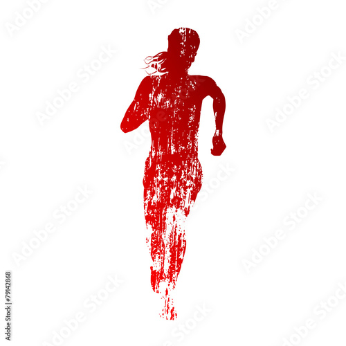 Abstract red running woman silhouette