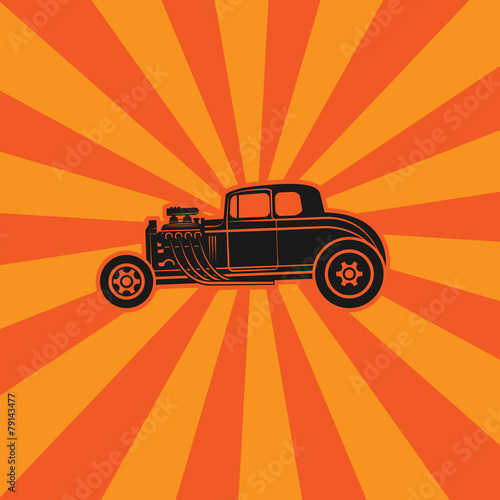 Retro Hot Rod poster, vector