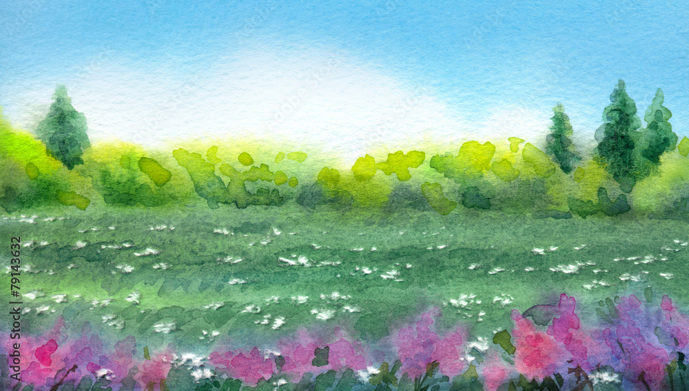 Obraz premium Watercolor landscape of series of 