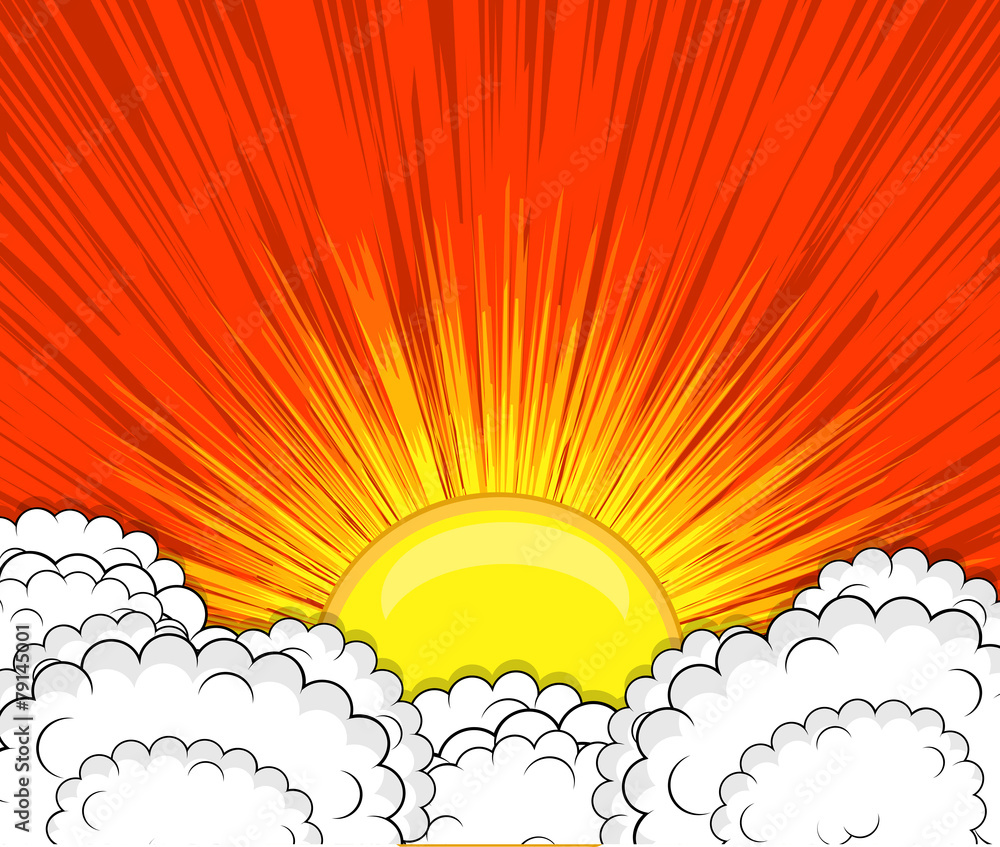 Retro Clouds Sunburst Background Retro Clouds Sunburst Background