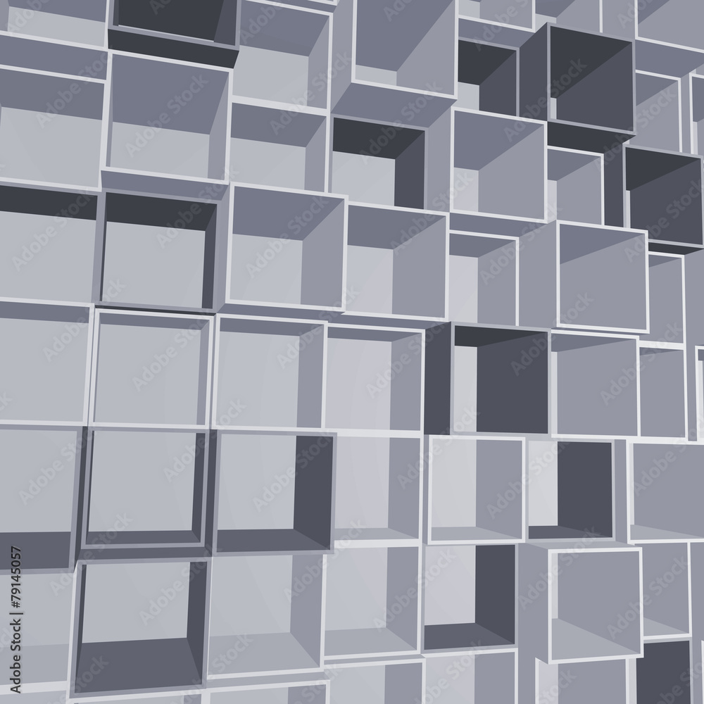 Abstract wall with open boxes Abstract wall with open boxes