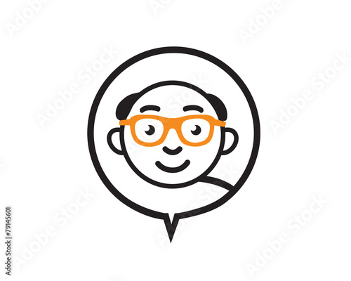 Bald Nerd Geek Logo Icon