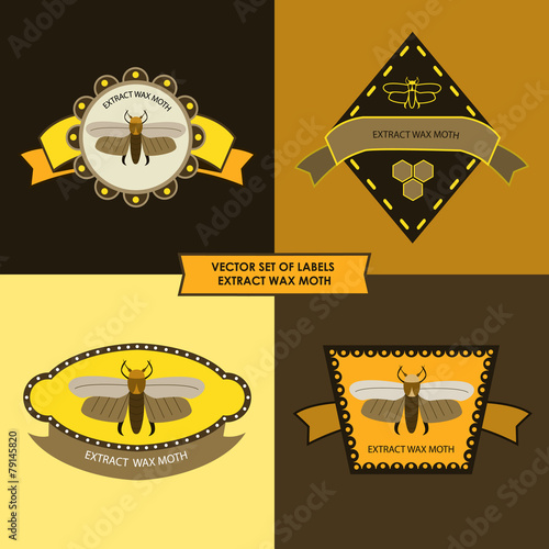 vector set of labels extract wax moth