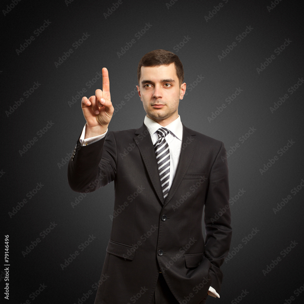 businessman push the button businessman push the button