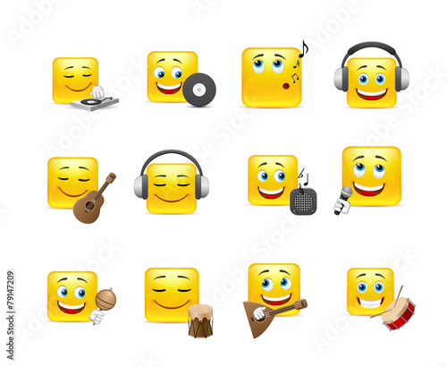 Smileys with musical instruments