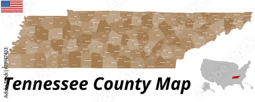 Tennessee County Map photo