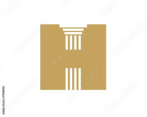initial monogram of letter H with roman greek column as negative space