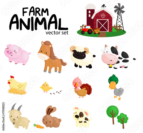 farm animal vector set - no background
