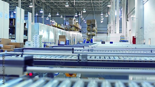 Packaging lines in a warehouse of a modern factory