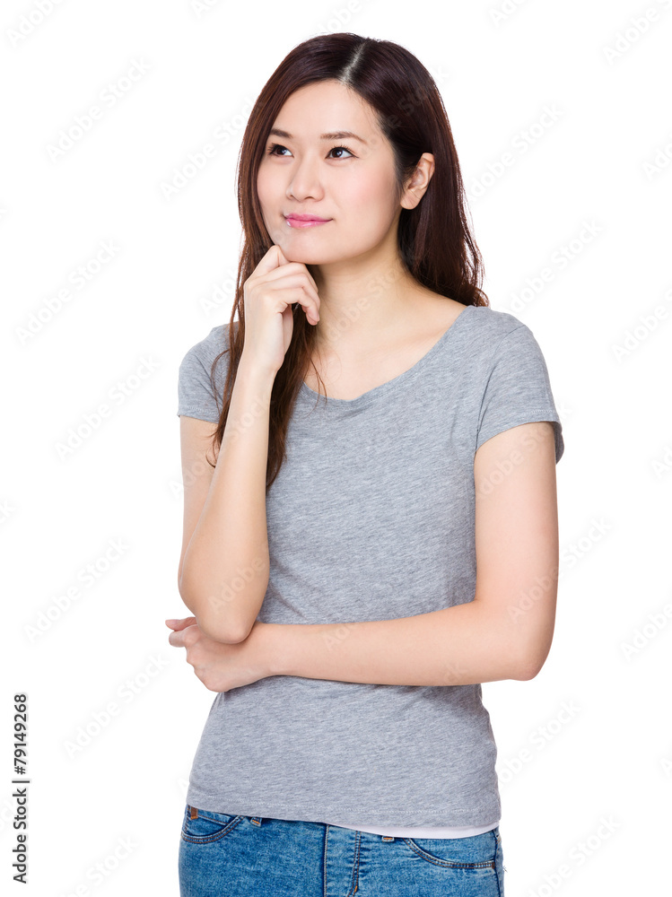 Woman think of idea Woman think of idea