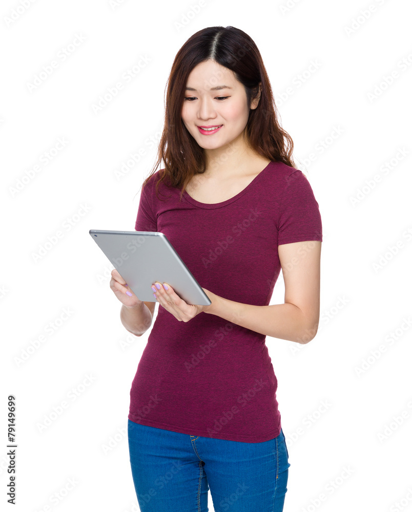 Asian woman use of digital tablet Asian woman use of digital tablet