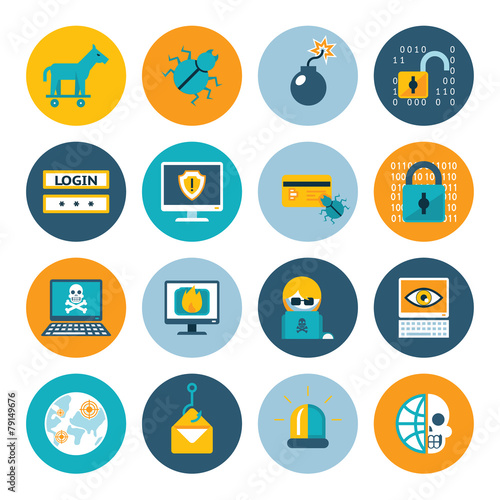 Hacker flat icons