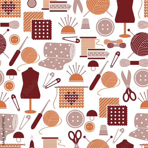 Sewing icons seamless pattern