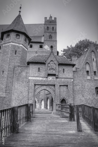 Malbork Castle. Black and white.