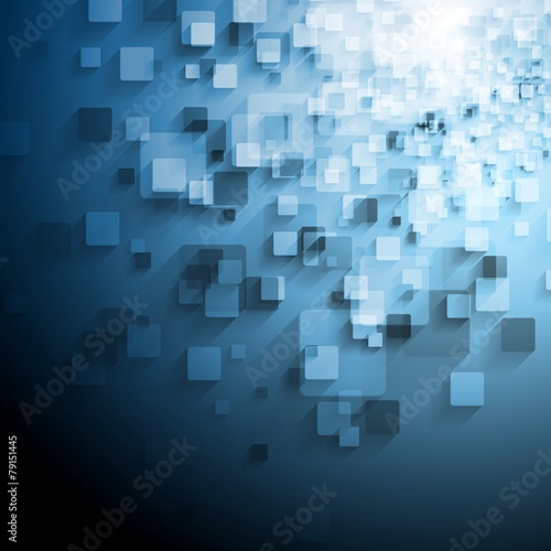Blue technical vector background with squares