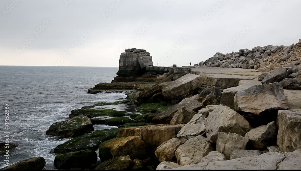 Rock stack coast of Portland Bill Dorset England UK Rock stack coast of Portland Bill Dorset England UK