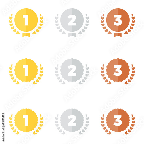 Gold silver and bronze medals