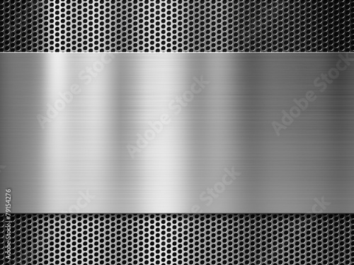 steel or aluminum metal plate over grill background