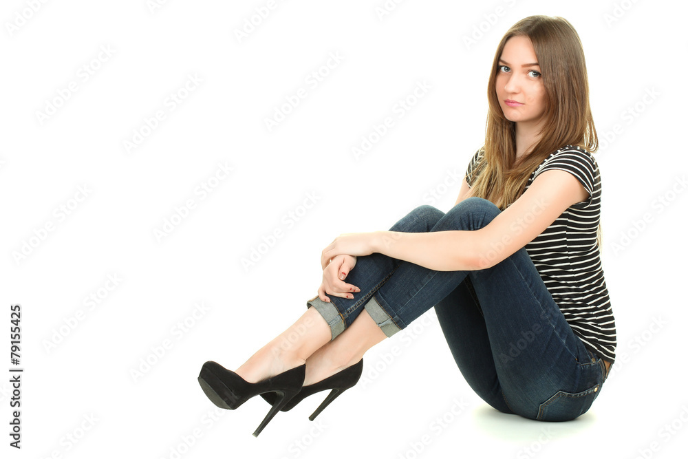 portrait of a girl with high heels isolated portrait of a girl with high heels isolated
