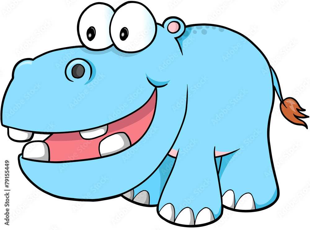 Fototapeta premium Happy hippopotamus Vector Illustration Art