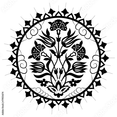 black artistic ottoman pattern series seventy