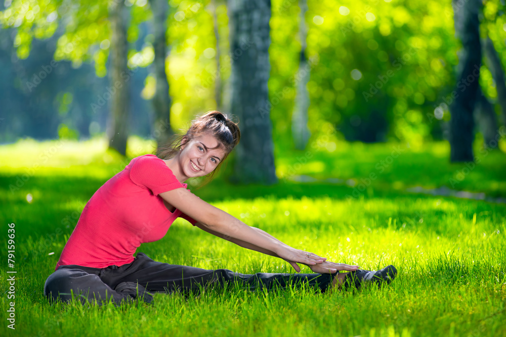 Stretching woman in outdoor sport exercise. Stretching woman in outdoor sport exercise.