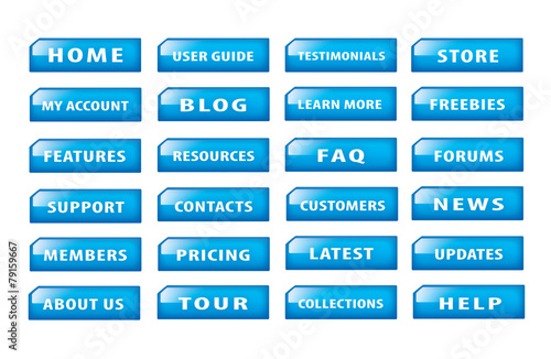 Set of popular website buttons