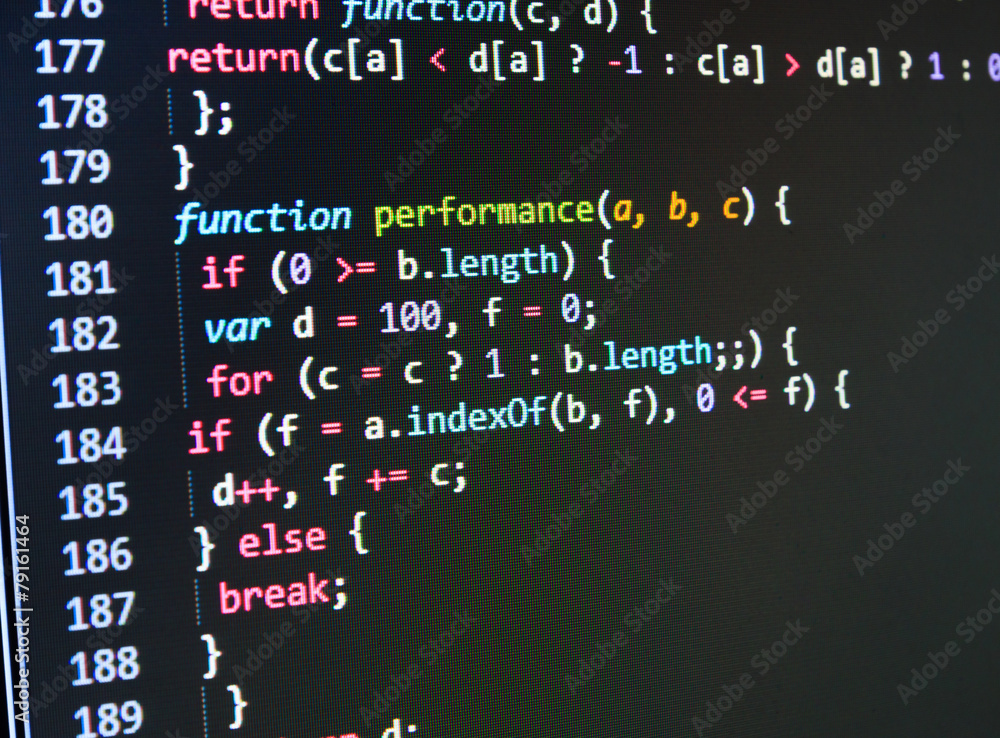 Programming code script abstract screen of software developer. Stock ...