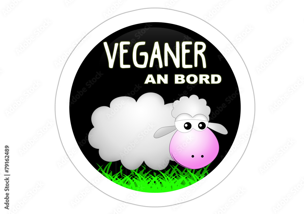Obraz premium Veganer an Bord / Autoaufkleber / Schaf