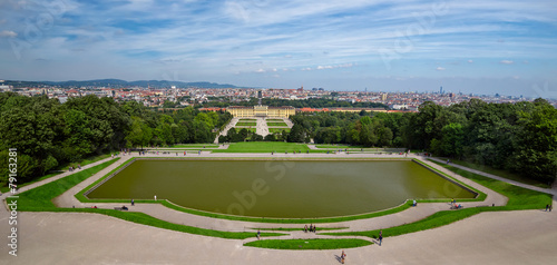 A panoramic view of the Schonbrunn palace in Vienna