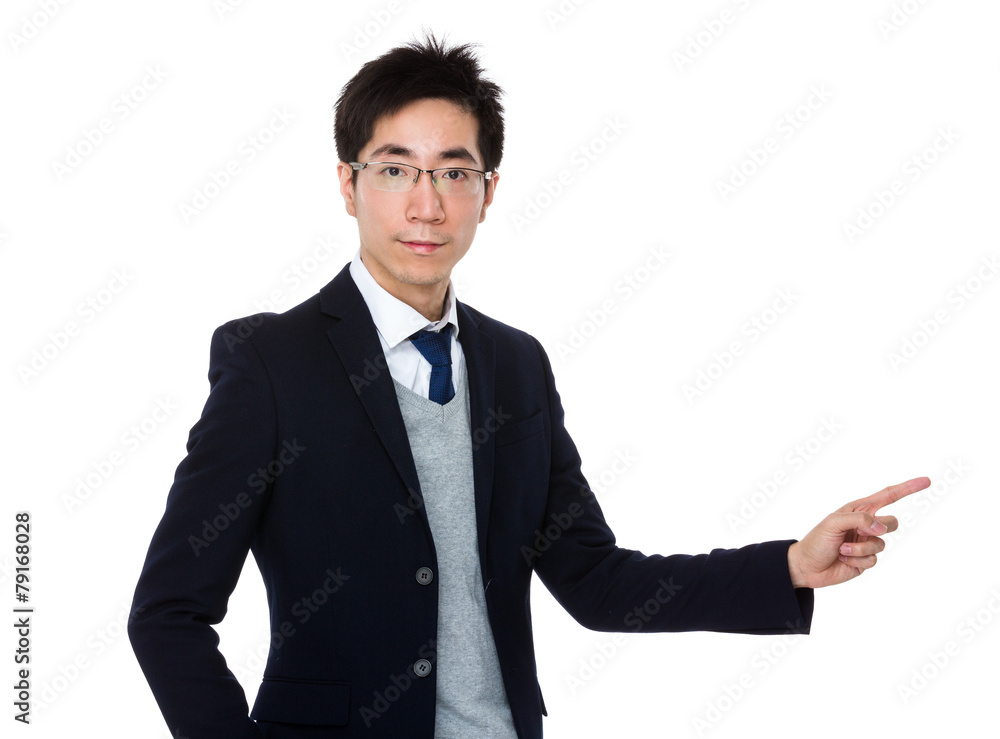 Businessman with finger point up Businessman with finger point up