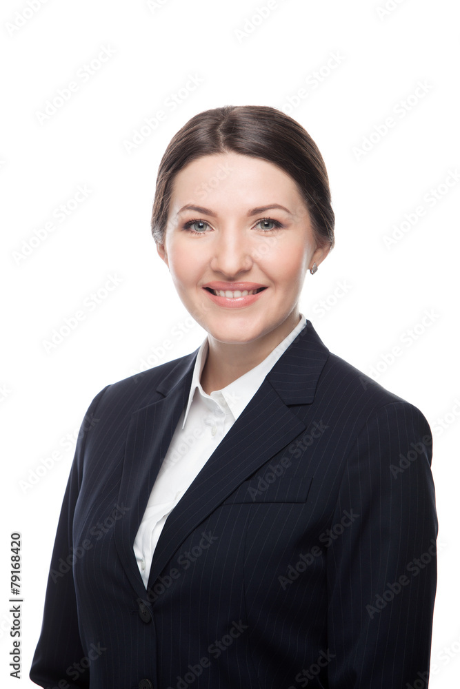 Business woman portrait . Isolated over a white background Business woman portrait . Isolated over a white background