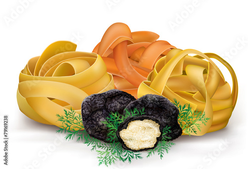 pasta tagliatelle and black truffle