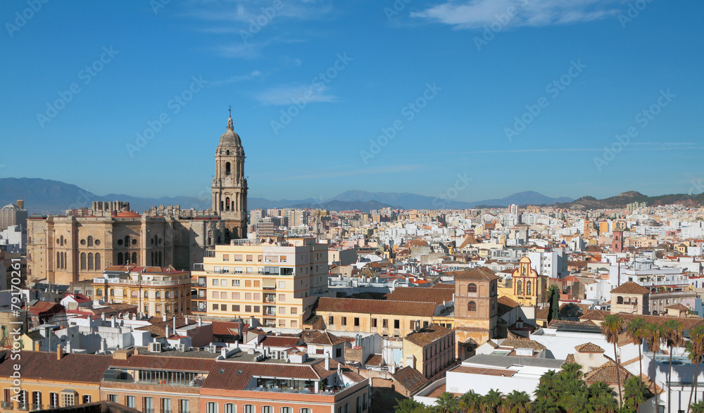 Panorama of city Malaga, Spain