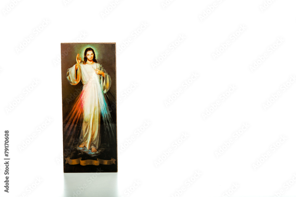 Merciful Jesus, I trust in You image on white isolated icon - obrazy, fototapety, plakaty 