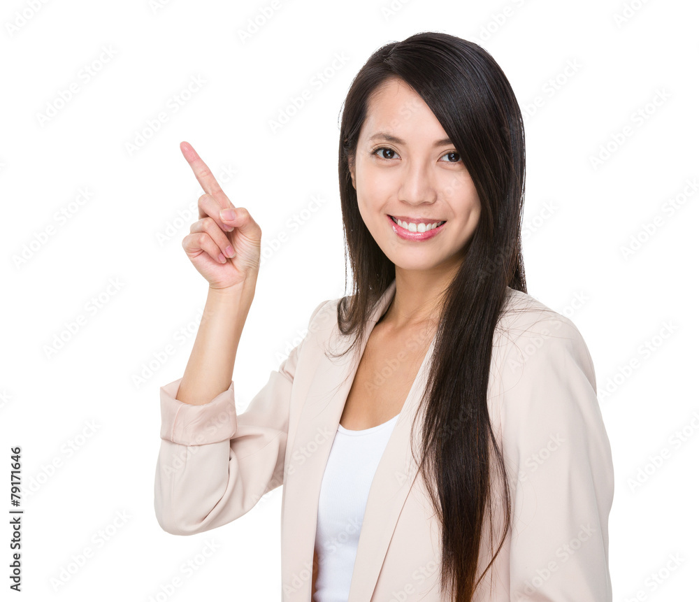 Businesswoman with finger point up Businesswoman with finger point up