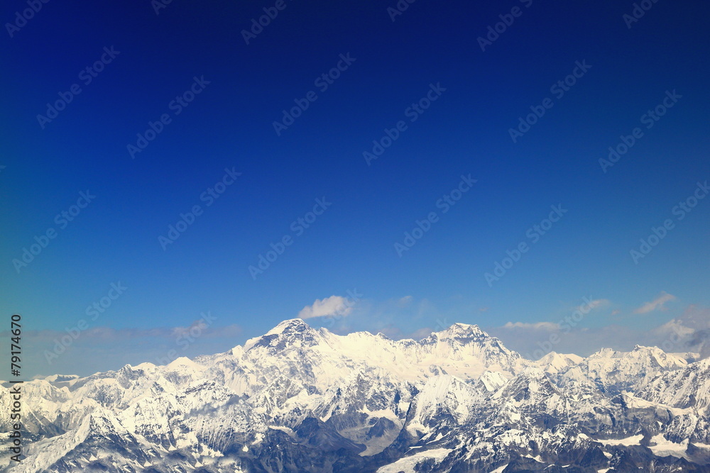 Cho Oyu and Gyachung Kang peaks aerial view. Nepal. 1110