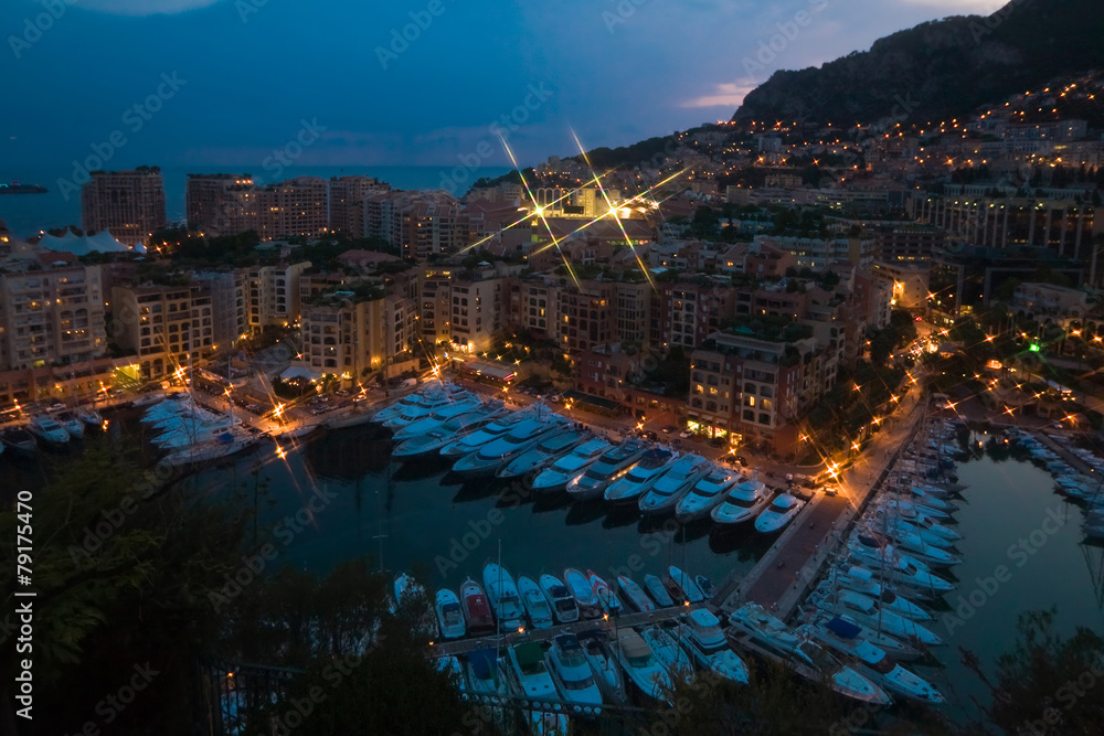 Fototapeta premium View of Monaco harbour, Monte Carlo in Monaco at night
