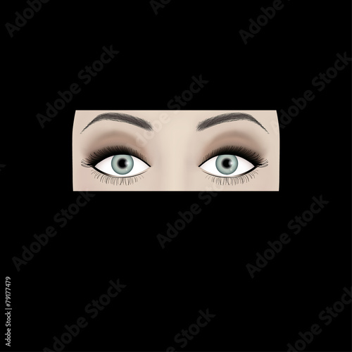 Azure eyes / Arabic woman in traditional Islamic cloth