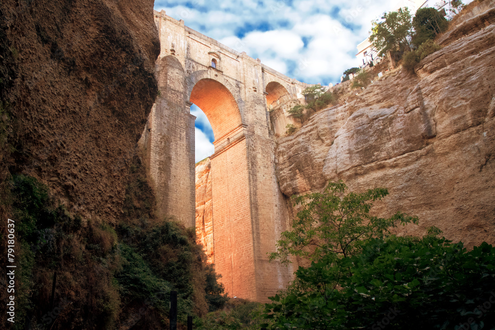 old bridge in town of Ronda in Andalusia, Spain