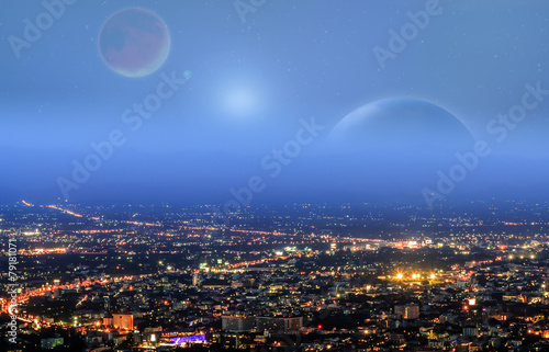 Fantasy world.Image of earth planet. Elements of this image are