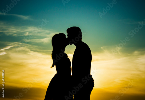 silhouette of couple in love