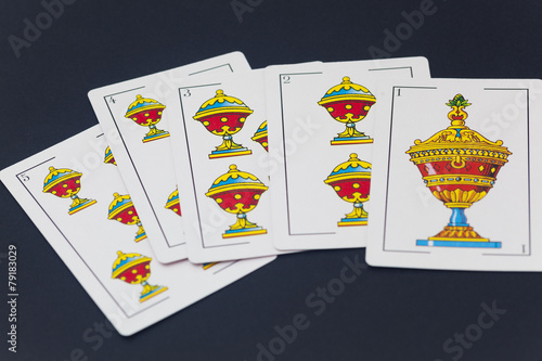 Spanish cards in black background photo