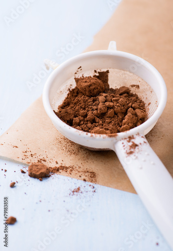 Cocoa powder dusted and sieve