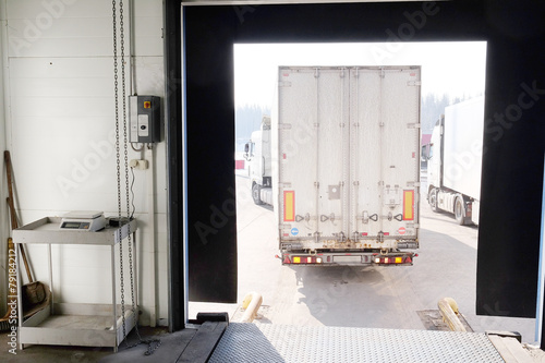 Truck are loaded at the warehouse